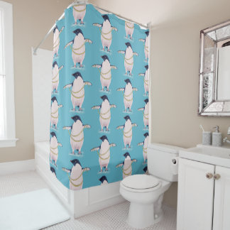 Rideaux De Douche Gros pingouin drôle mignon sur le régime