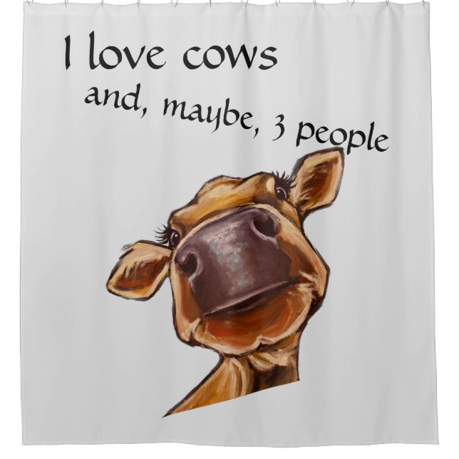 Rideaux De Douche Gros plan - J'aime les vaches - texte modifiable (Devant)