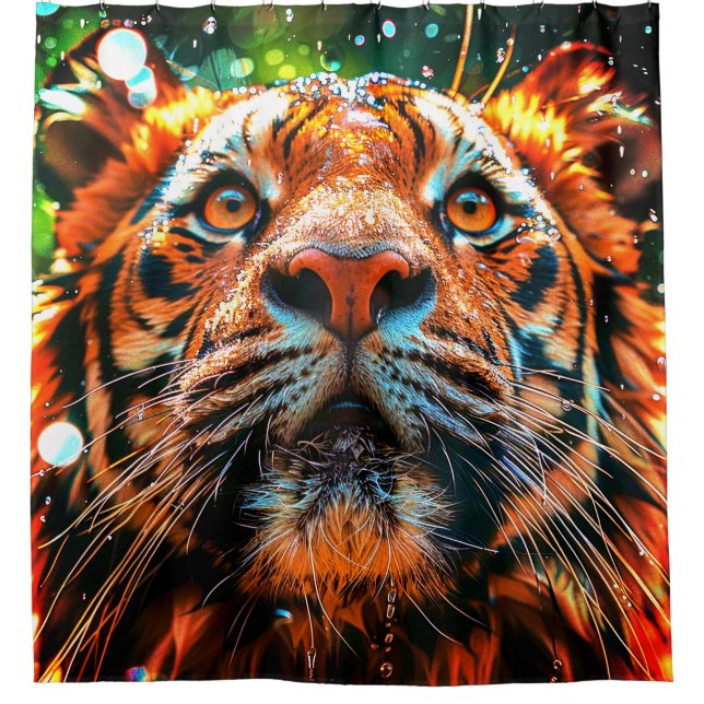 Rideaux De Douche Gros plan sur un visage de tigre intense (Devant)