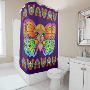 Rideaux De Douche Gros yeux et ailes papillon