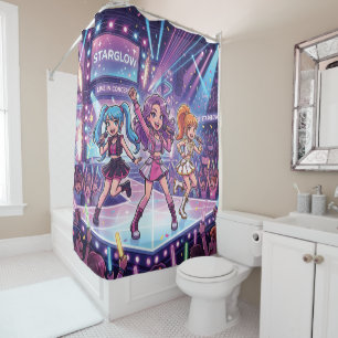 Rideaux De Douche Groupe de filles JPop de dessin animé