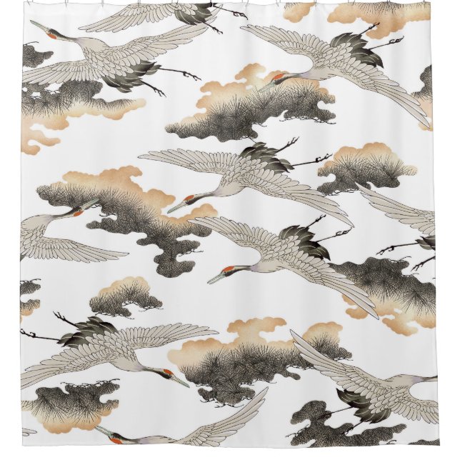 Rideaux De Douche Grue de style japonais : design élégant. (Devant)