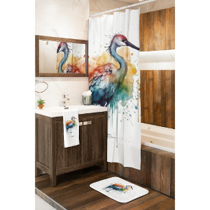 Rideaux De Douche Grue gracieuse : Aquarelle, coutume
