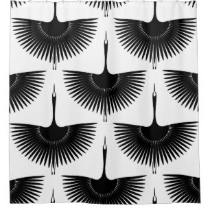 Rideaux De Douche Grue gracieuse : Motif d'oiseaux orientaux