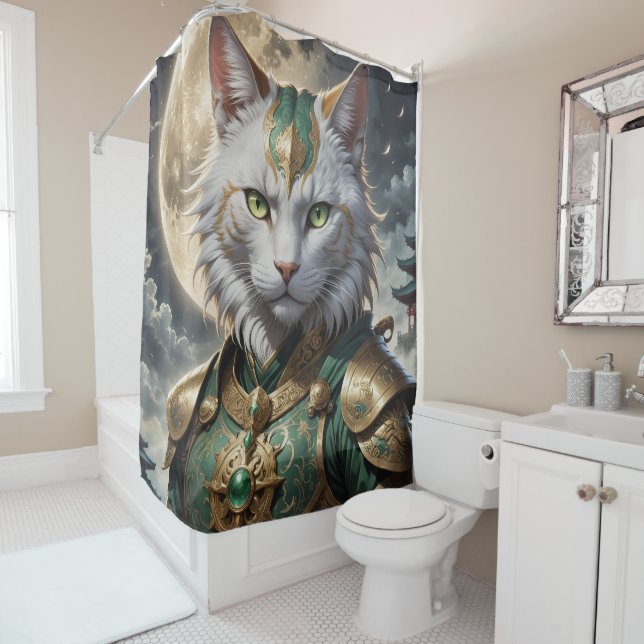 Rideaux De Douche Guerrier épique de chat blindé (En situation)