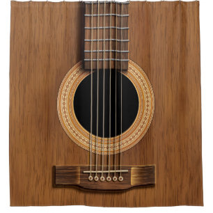 Rideaux De Douche Guitare acoustique en bois chaude