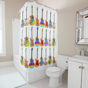 Rideaux De Douche Guitares Motif Coloré