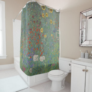 Rideaux De Douche Gustav Klimt - Jardin de ferme avec des fleurs de