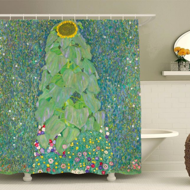 Rideaux De Douche Gustav Klimt Sunflower Art, Art Nouveau Floral (Créateur téléchargé)