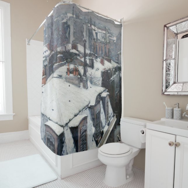 Rideaux De Douche Gustave Caillebotte - Toits sous la neige (En situation)
