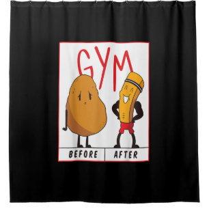 Rideaux De Douche Gymnase De Pomme De Terre Drôle Avant Après L'Exer
