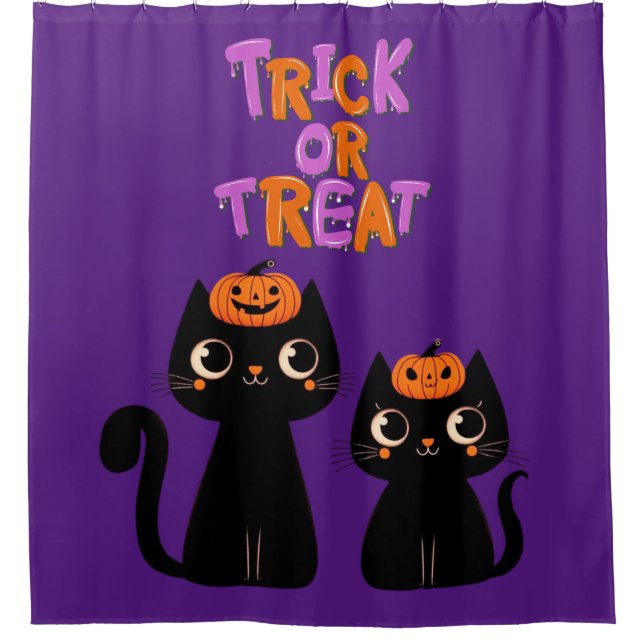 Rideaux De Douche Halloween/Automne/Automne/citrouille/chat (Devant)
