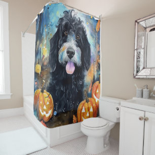 Rideaux De Douche Halloween Bernedoodle Avec La Peur Citrouille