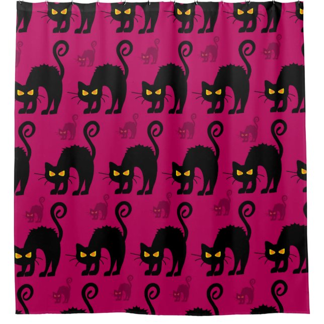 Rideaux De Douche Halloween Chat : Abstrait Motif sans couture (Devant)