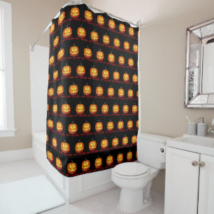 Rideaux De Douche Halloween Citrouille Scare mignon Motif Orange Aut