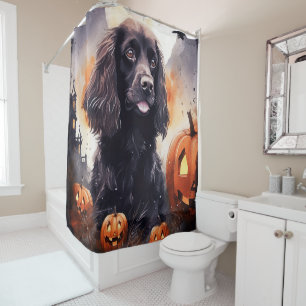 Rideaux De Douche Halloween Cocker Spaniel Avec Citrouilles