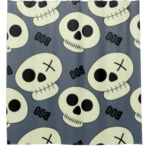 Rideaux De Douche Halloween Crâne, Boo Design Enfant.