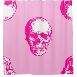 Rideaux De Douche halloween crâne rose gothique