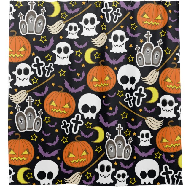 Rideaux De Douche Halloween éffrayant : Conception Arrière - plan à  (Devant)