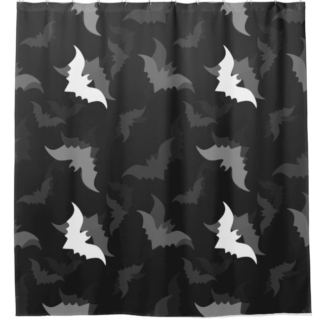 Rideaux De Douche halloween goth chauves-souris noires (Devant)