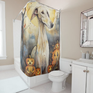 Rideaux De Douche Halloween Greyhound Avec La Peur Citrouille
