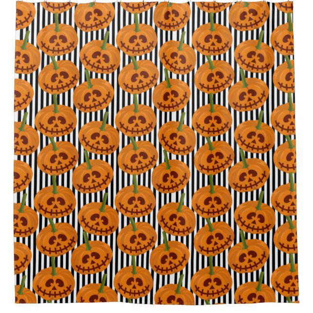 Rideaux De Douche Halloween heureux Motif Citrouille (Devant)