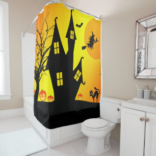 Rideaux De Douche Halloween jolie sorcière Éffrayante Whimsical Jaun