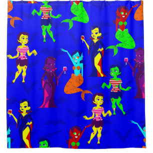 Rideaux De Douche halloween monster mermaid vampire zombie filles