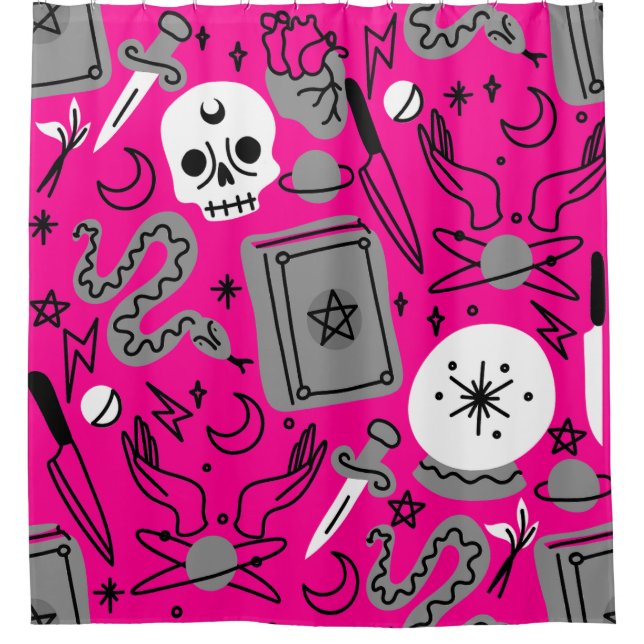 Rideaux De Douche halloween occult magical mystical esoteric pink (Devant)