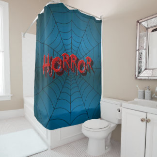 Rideaux De Douche Halloween Party Red Horror Spider Web Blue Effraye