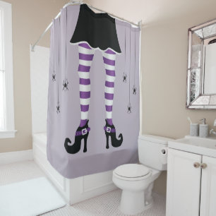 Rideaux De Douche Halloween Purple Sortie Jambes Et Araignées Hallow