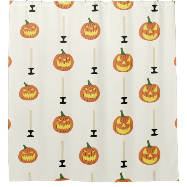 Rideaux De Douche Halloween seamless pattern with pumpkins and candl (Devant)
