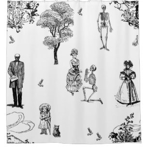 Rideaux De Douche halloween squelette victorien toile crâne
