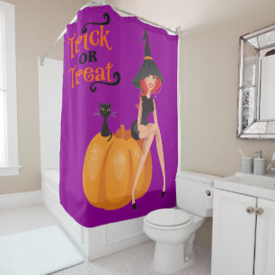 Rideaux De Douche Halloween Whimsical mignon sorcier Citrouille pour