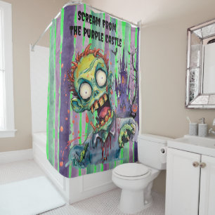 Rideaux De Douche Halloween, Zombie,Hurlement du château pourpre 