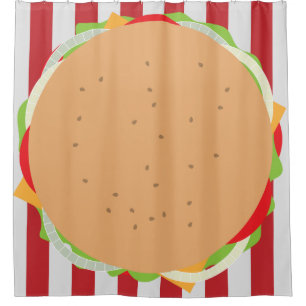 Rideaux De Douche Hamburger cheeseburger mignon café rayé