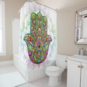 Rideaux De Douche Hamsa Fatma Main Psychedelic Art
