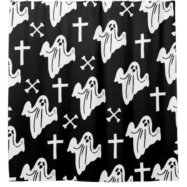 Rideaux De Douche Hand Drawn Halloween Pattern Background (Devant)