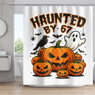 Rideaux De Douche Hanté par 67 Drôle de Fantôme et Citrouille Hallow