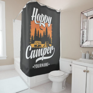Rideaux De Douche Happy Camper Camping Randonnée Voyage Caravan Life