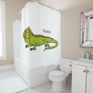Rideaux De Douche Happy green iguana cartoon