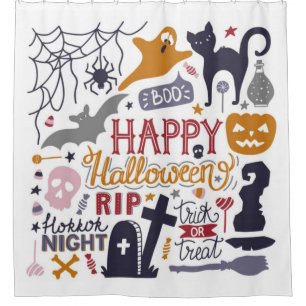 Rideaux De Douche Happy Halloween amusant et effrayant