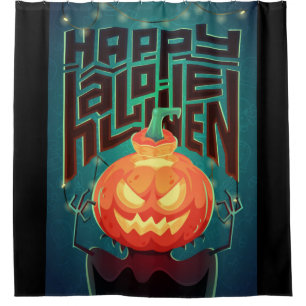 Rideaux De Douche Happy Halloween Citrouille Monster