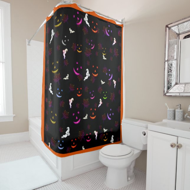 Rideaux De Douche Happy Halloween Fall Éffrayant Fantôme amis (En situation)