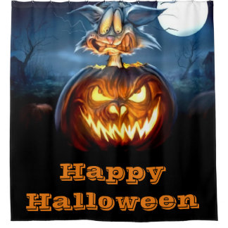 Rideaux De Douche Happy Halloween Scaredy Cat
