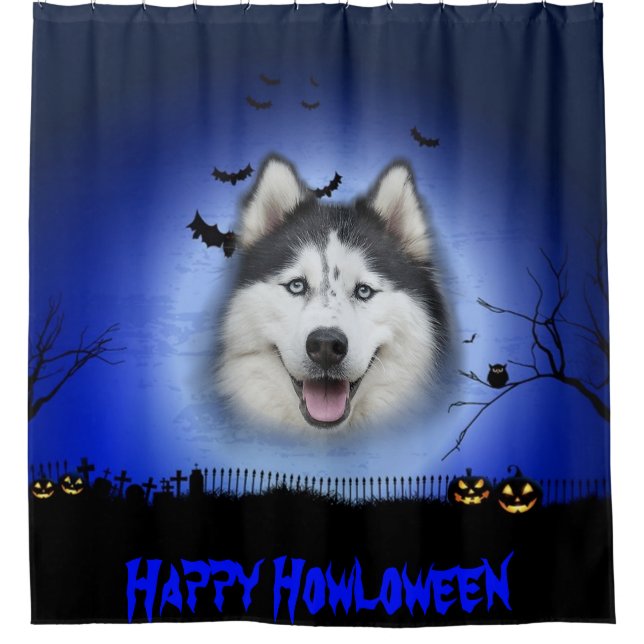Rideaux De Douche Happy Howloween Husky (Devant)