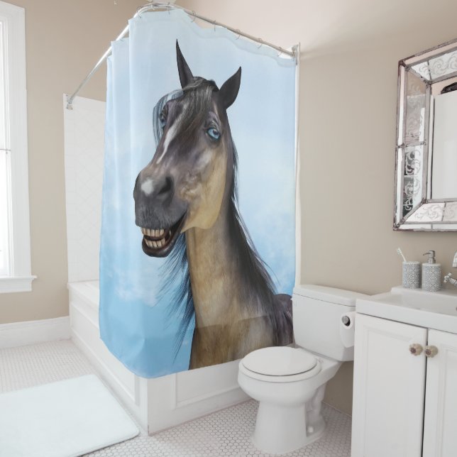Rideaux De Douche Happy Smiling Grulla Horse (En situation)