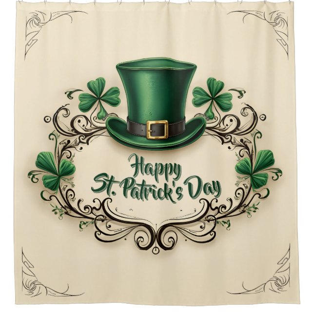 Rideaux De Douche Happy St. Patrick’s Day Shamrock Design (Devant)