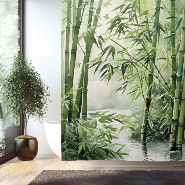 Rideaux De Douche Harmonie de bambou Zen à l'aquarelle (Créateur téléchargé)