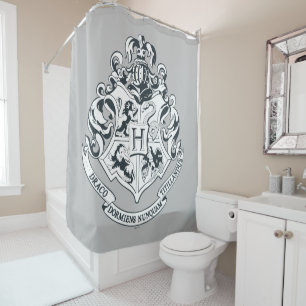 Rideaux De Douche Harry Potter   Cimier de Poudlard - noir et blanc